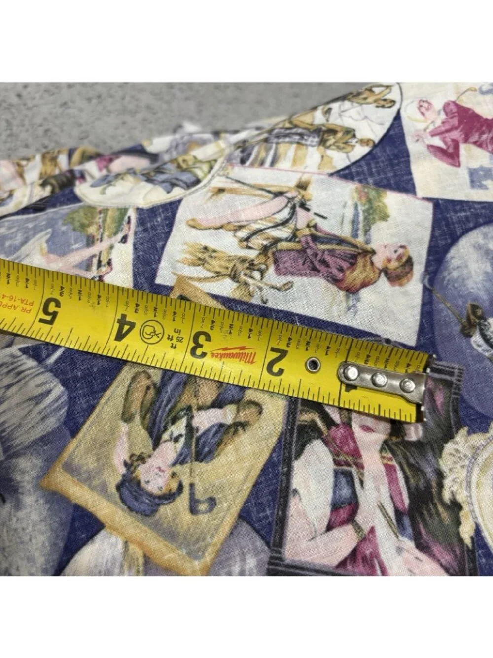 6 Yd X 44” Fabric Women Golf Flapper Vintage Blue Cotton Sewing Crafting Golfer
